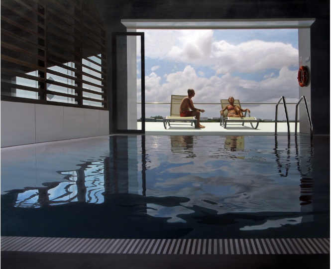 Piscina. Óleo sobre lienzo. 160 x 190 cm.